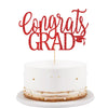 LVEUD Congrats Grad Cake Topper, Red Cardboard Graduation Decoration for 2025 Party