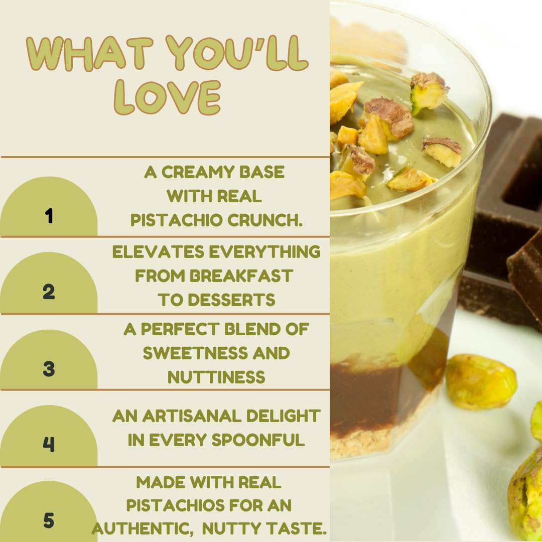 Alma Gourmet Crunchy Pistachio Cream Spread Imported From Sicily - Velvety Smooth With Crunchy Bits - Italian Pistachio Spread F