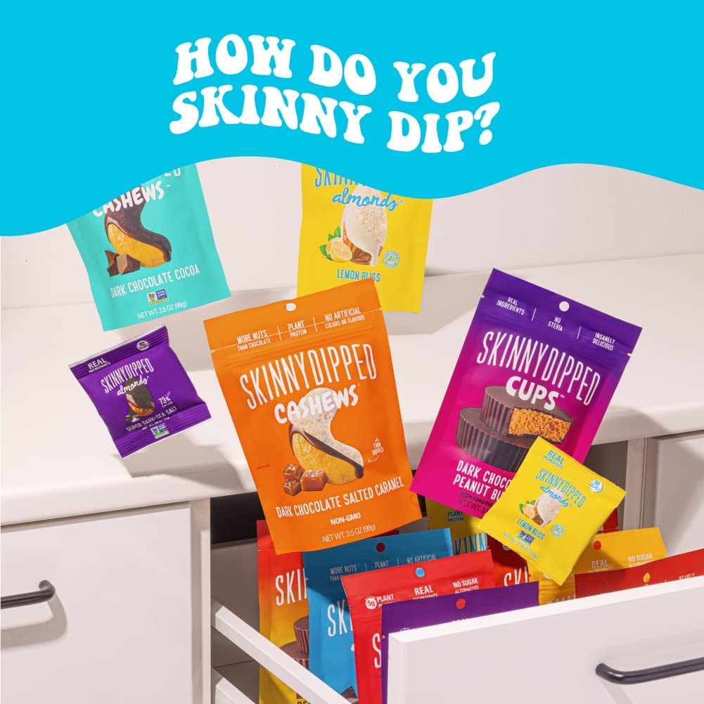 SkinnyDipped Milk Chocolate Peanut Butter Cups, 4g Sugar, Low Sugar, Low Carb, Gluten Free, 3.2oz Bag, 4 Pack (24 Cups Total)