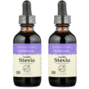 Nunaturals Vanilla Stevia Drops - All Natural Liquid Sweetener - 2 Oz (2 Pack)