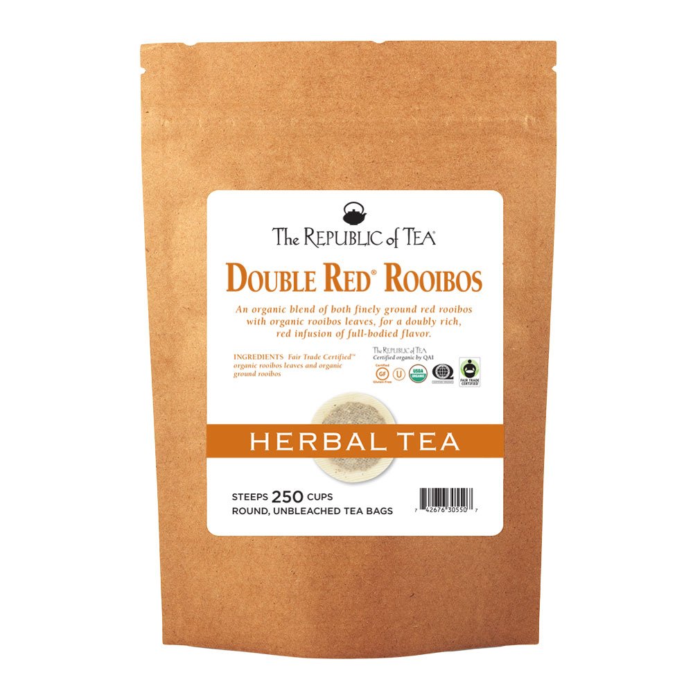 The Republic Of Tea - Organic Double Red Rooibos Naturally Energy Blend-Free Rooibos Powder And Leaves Steeps 250 Cups