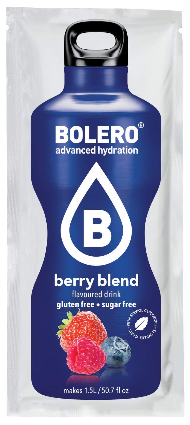 Bolero- Sugar Free Drink Mix Packets Berry Blend Fruit Flavors | Powdered Flavored Water Packets | 12 Large Sachet On The Go Packets