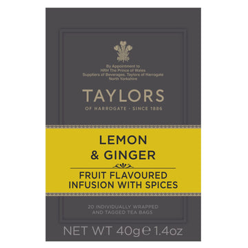 Taylors Of Harrogate Lemon & Ginger Herbal Tea, 20 Count (Pack Of 6)
