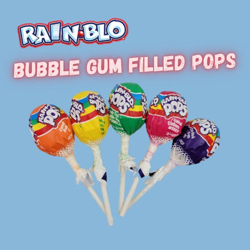 Rain Blo Pops - Bubble Gum Filled Assorted Fruit Flavord Lollipops - Bulk Pack 2 Pound (Pack Of 1)