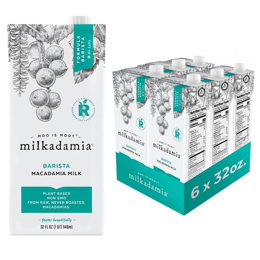Milkadamia Barista Macadamia Milk, Excellent Source Of Calcium, Plant Based, Kosher, Gluten Free & Non-Gmo, 32 Fluid Ounce (Pack