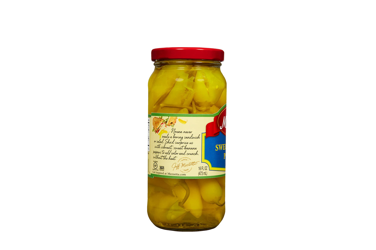 Mezzetta Sweet Banana Peppers - Sweet & Crunchy Peperoncini Alternative for Hamburgers, Hot Dogs, Sandwiches - Perfect for Boost