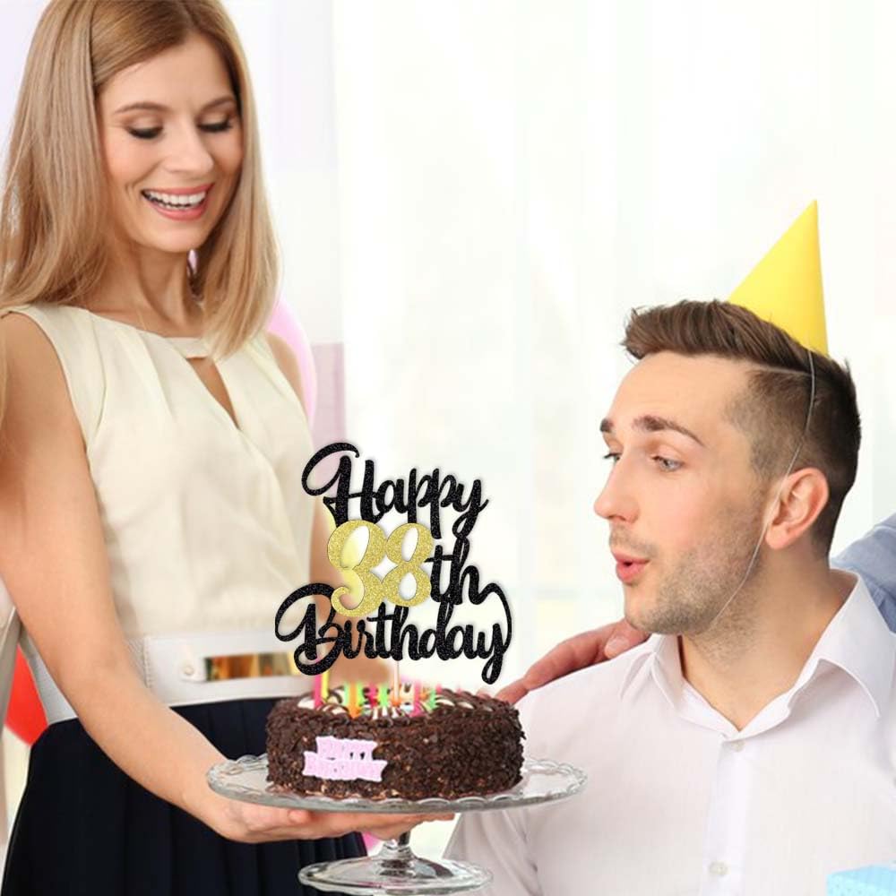 Klionjor 38Th Happy Birthday Cake Topper Happy Birthday Cake Decoration 38Th Birthday Party Decoration Gift Plugin (38)