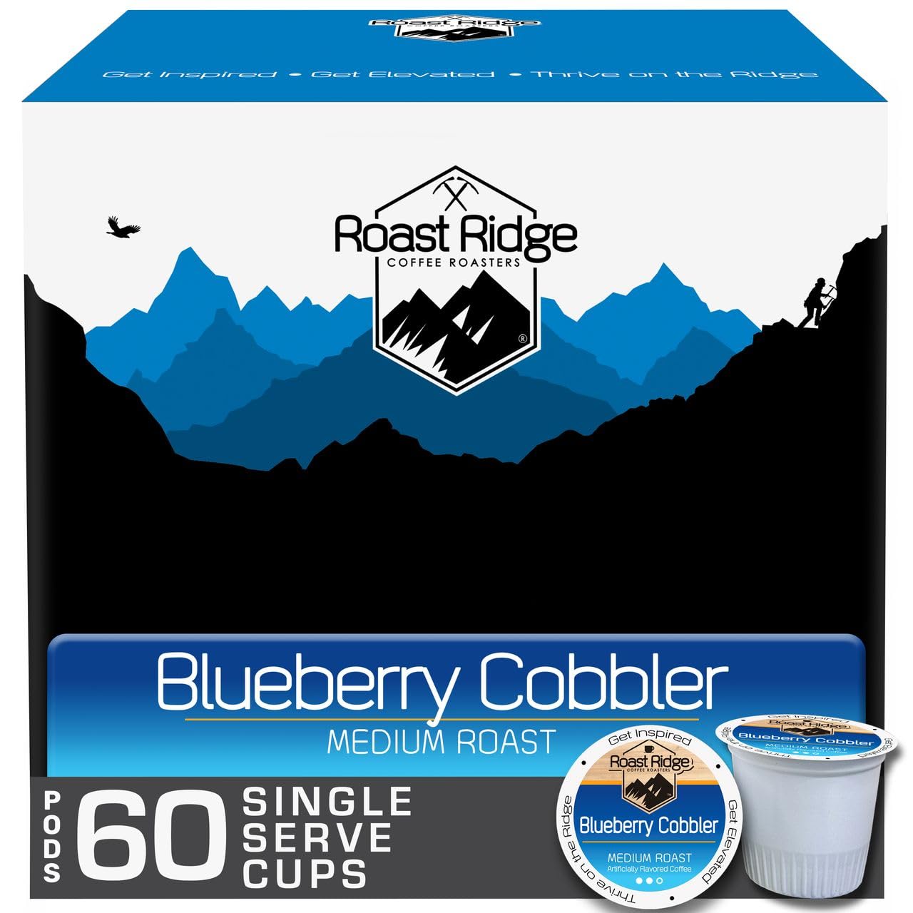 Roast Ridge Single Serve Coffee Pods For Keurig K-Cup Beverage Makers Medium Roast Blueberry Cobbler 60 Count