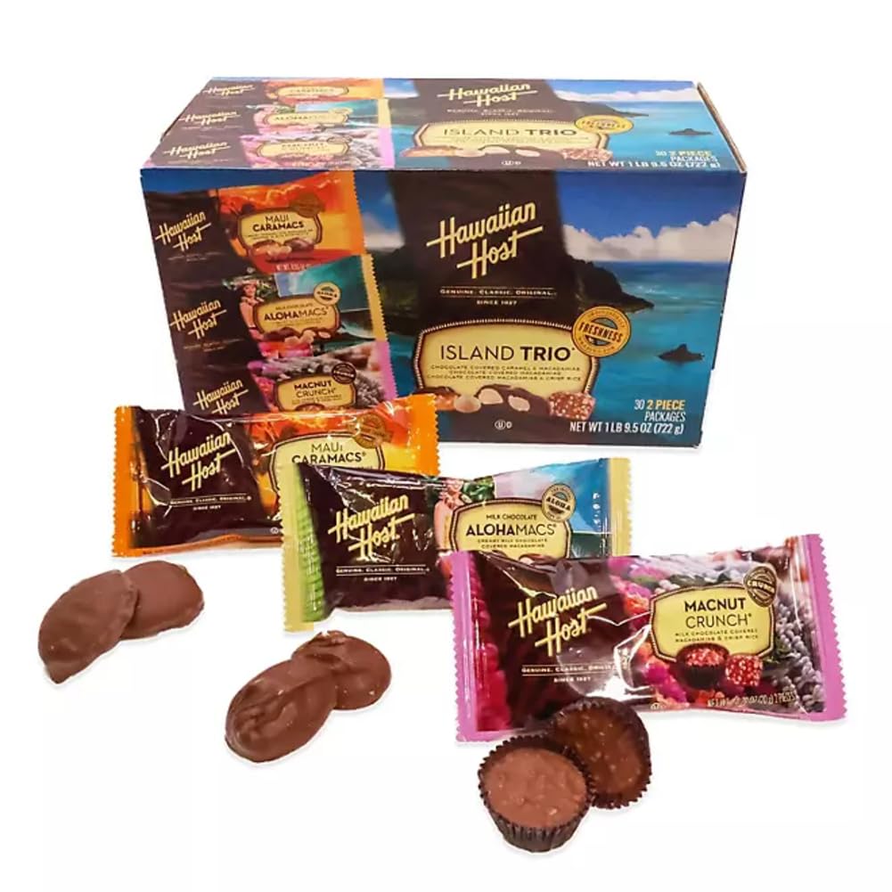 Hawaiian Host Island Trio Chocolate & Macadamia Pack - 3 Piece Set of Delicious Treats