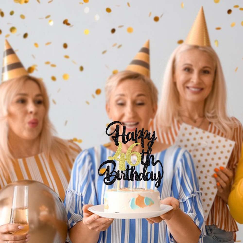 Klionjor 46Th Happy Birthday Cake Topper Happy Birthday Cake Decoration 46Th Birthday Party Decoration Gift Plugin (46)