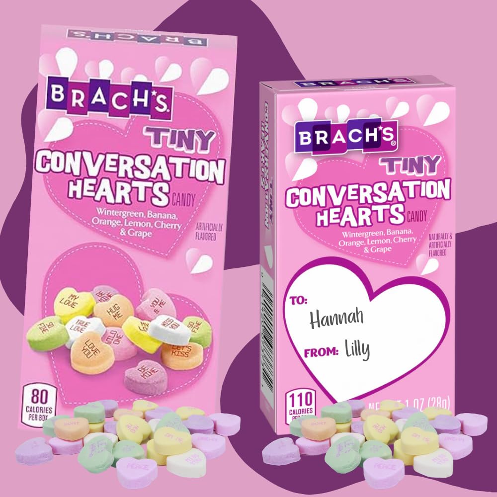 Valentines Day Inspired Tiny Conversation Heart Boxes, Nostalgic Hard Candies for Gift Baskets, Party Favors, Candy Bowl Filler