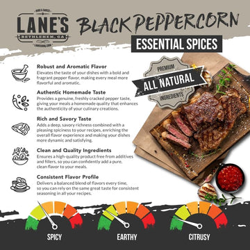 Lane'S Whole Black Peppercorns, All-Natural Black Peppercorns For Grinder Refill, Pepper Corn Whole Spice, Made In Usa, 8 Oz