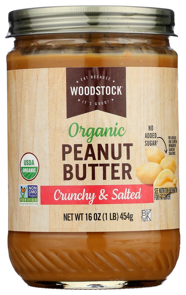 Woodstock Organic Crunchy Peanut Butter 16 Ounces (Case of 12)