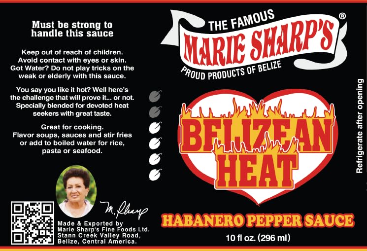Marie Sharps Belizean Heat Habanero Pepper Sauce, 10 oz | Extra Hot Gourmet Hot Sauce from Belize | All-Natural, No Artificial P