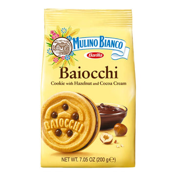 Mulino Bianco Baiocchi Cookies – Pack Of 10 (7.05Oz Bags) – Authentic Italian Biscuits With Chocolate Hazelnut Cream Filling – Perfect Snack Or Coffee Companion – Made With Natural Ingredients And No Palm Oil