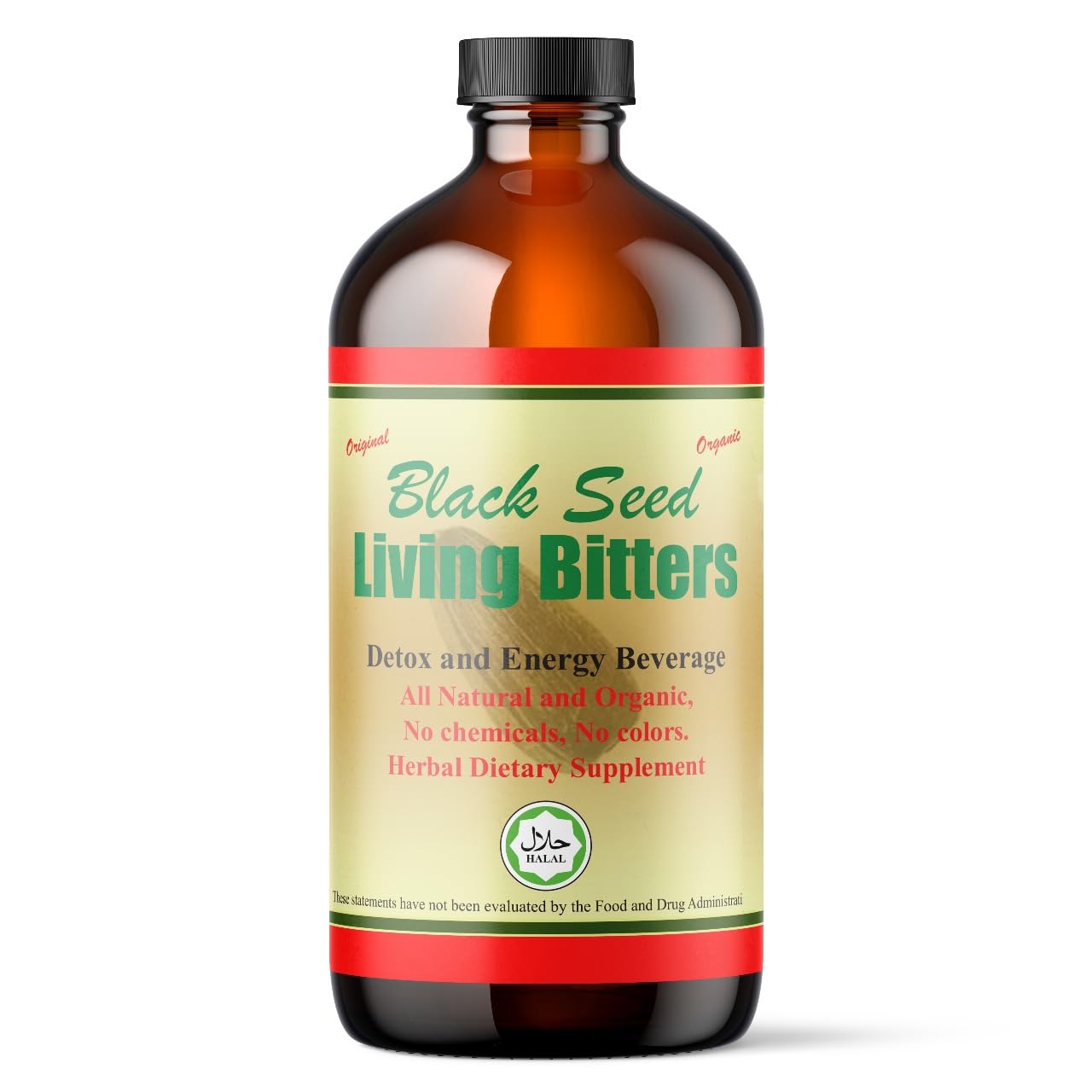 HERBOGANIC Black Seed Living Bitter - Natural Blend of Black Seed, Fennel Seed, Cinnamon & Fenugreek, 16oz Pack of 1