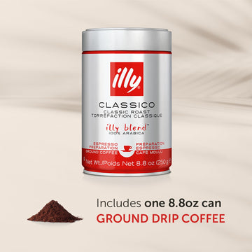 illy Drip Coffee - Ground Coffee - 100% Arabica Ground Coffee - Classico Medium Roast - Notes of Caramel, Orange Blossom & Jasmi