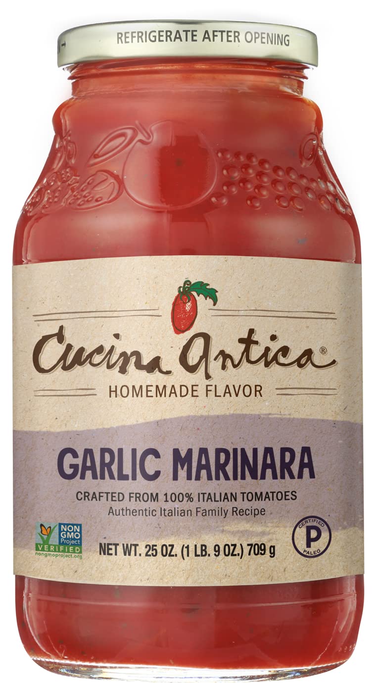 Cucina Antica Pasta Sauce, Garlic Marinara, 25 Ounce (Pack Of 3)