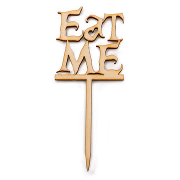 Summer-Ray 50Pcs Wooden Eat Me Cupcake Topper Alice In The Wonderland Cupcake Topper