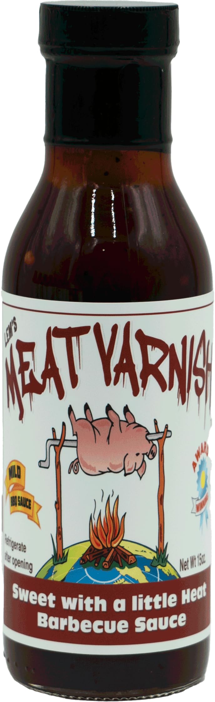 Lems Meat Varnish Mild BBQ Sauce - Gluten Free, Ideal for Grilling & Marinating - 15 oz Bottle