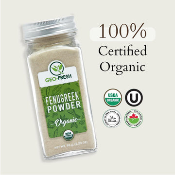 Geo-Fresh Organic Fenugreek Powder - 2.29 oz - Gluten-Free, Non-GMO, USDA Certified