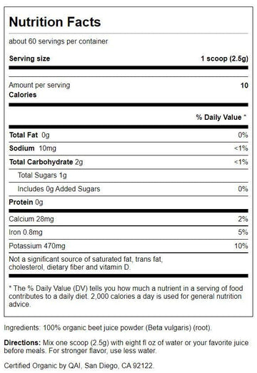Swanson Certified Organic Beet Juice Powder 5.3 Ounce (150 g) Pwdr