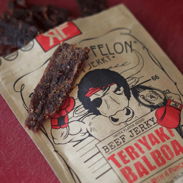 Righteous Felon Beef Jerky - Teriyaki Balboa Jerky - Gluten-Free Snacks - All-Natural, Locally Sourced & Dried Beef Jerky - Low-