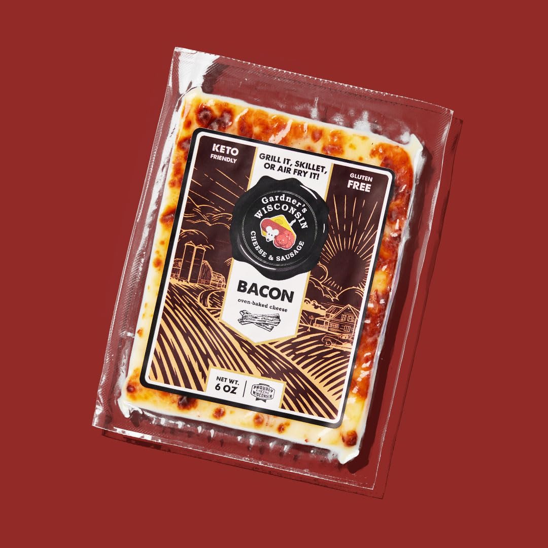Gardner s Wisconsin Cheese and Sausage, 4 Pack of Oven Baked Cheese, Bacon Flavor (6 Ounces Per Block) - Artisan Cheese Made in