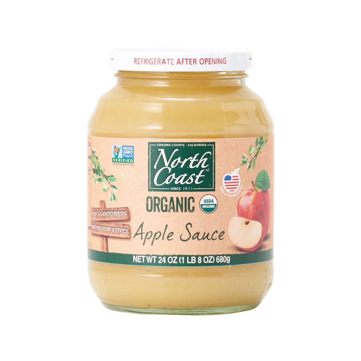North Coast Apple Sauce Jar Organic, 24 Oz (Frozen)
