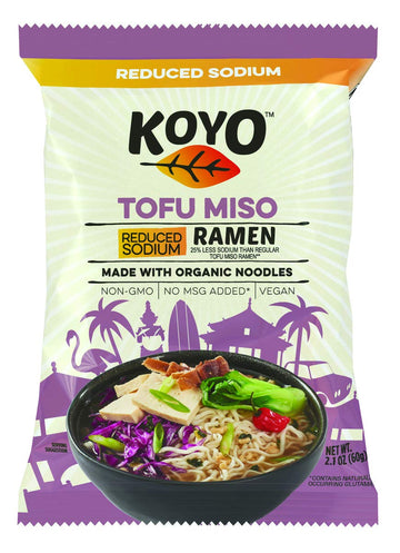 Koyo Ramen Soup, Tofu Miso Reduced Sodium, Made With Organic Noodles, No MSG, No Preservatives, Vegan, 2.1 Ounces Per Package (1