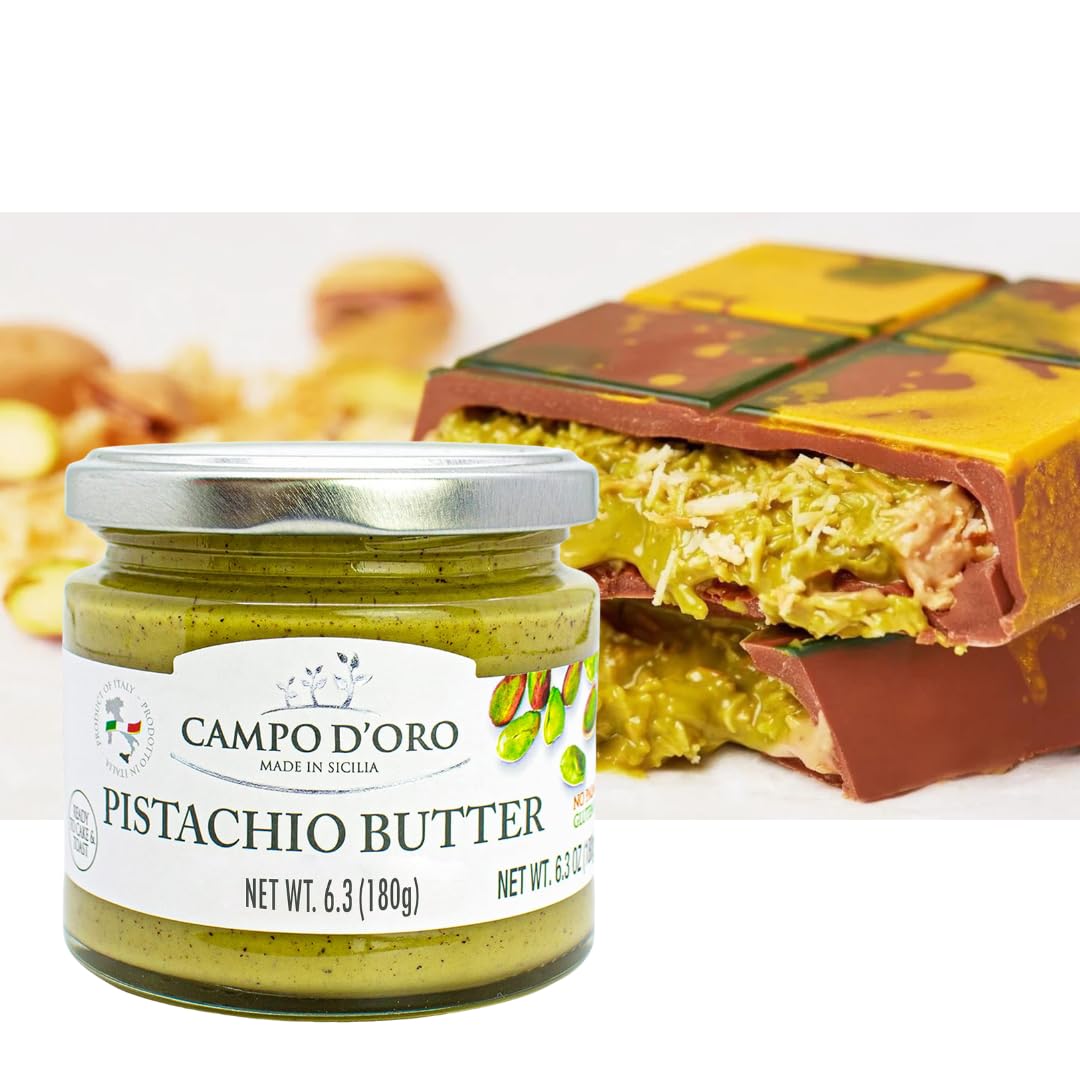 Pistachio Nut Butter Sweet Cream, 6.35 Oz (180G), Rich & Nutty Pistachio Cream For Knafeh Pistachio Chocolate Bars, Sweet Sicili