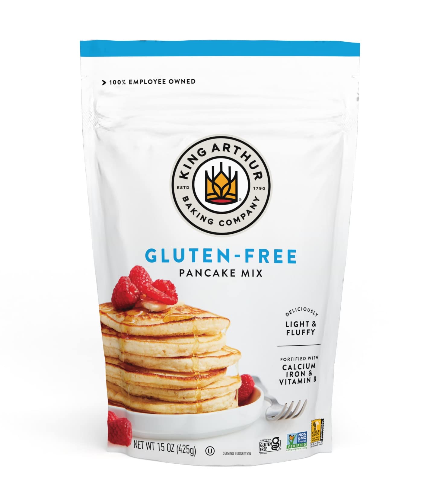 King Arthur, Gluten Free Classic Pancake Mix, Certified Gluten-Free, Non-GMO Project Verified, Certified Kosher, 15 Ounce (Pack