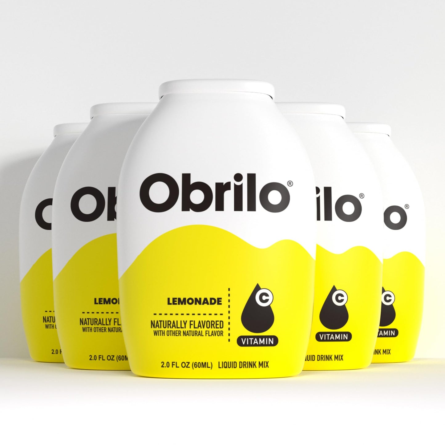 Obrilo Water Enhancer Liquid Flavoring Drops - Zero Sugar/Calorie Dye Free Naturally Flavored Drink Syrup 2.0 Fl Oz X 5 Bottles For Kids & 18+ Uses (Lemonade)