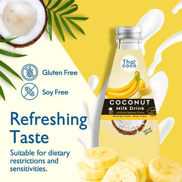 Thai Coco - Banana Coconut Milk Drink with Nata De Coco - 9.8 fl. oz. 4 Pk