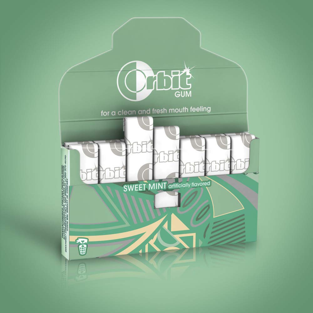ORBIT Sweet Mint Sugar Free Chewing Gum Bulk, 8 Packs of 14-Pieces, Case of 6 (672 Total Pieces)