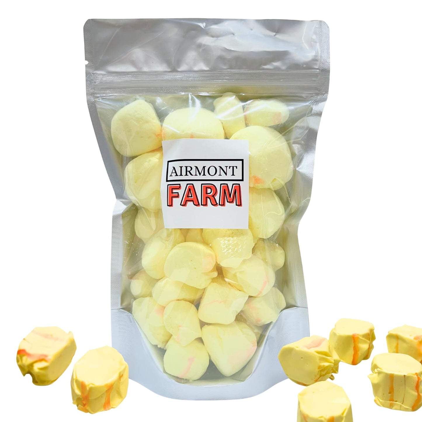Freeze Dried Candy Banana Salt Water Taffy 2 Oz - Cut To Bite Sized Pieces - Ships In Box - Deliciously Crunchy, Intense Flavor,