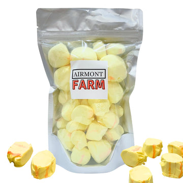 Freeze Dried Candy Banana Salt Water Taffy 2 Oz - Cut To Bite Sized Pieces - Ships In Box - Deliciously Crunchy, Intense Flavor,