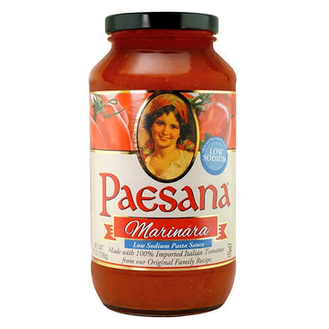 Paesana Low Sodium Marinara Pasta Sauce - Gluten Free, Vegan Friendly, Keto Friendly and made with 100% Imported Italian Tomatoe