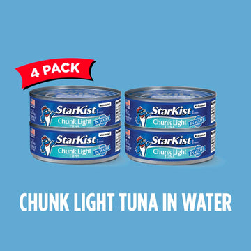 StarKist Chunk Light Tuna in Water, 5 oz (4 Pack) Canned Tuna Fish, Wild Caught, Gluten Free, Ready to Eat, Perfect for Salads,