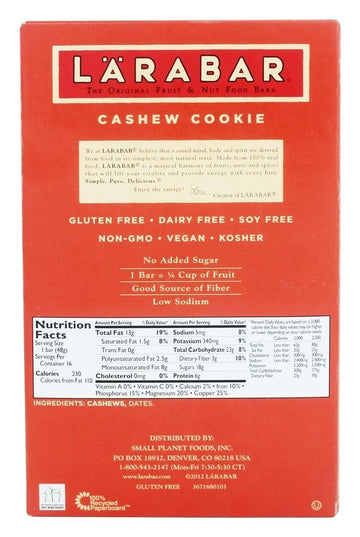 Larabar Cashew Cookie Cad Size, 1.7 Ounce Each, 16 Count (Pack of 1)