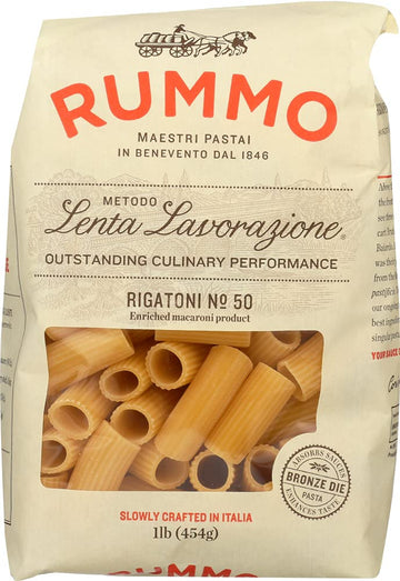 Rummo Rigatoni Pasta N.50 - Rigatoni Pasta Noodles, Italian Tube Pasta, Bronze Cut Pasta, Dry Pasta, Durum Wheat Pasta - 12 Ounce (Pack Of 1)