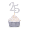 Giuffi 24 Ct Silver Number 25 Cupcake Toppers 25Th Birthday Anniversary Celebrating Party Decors