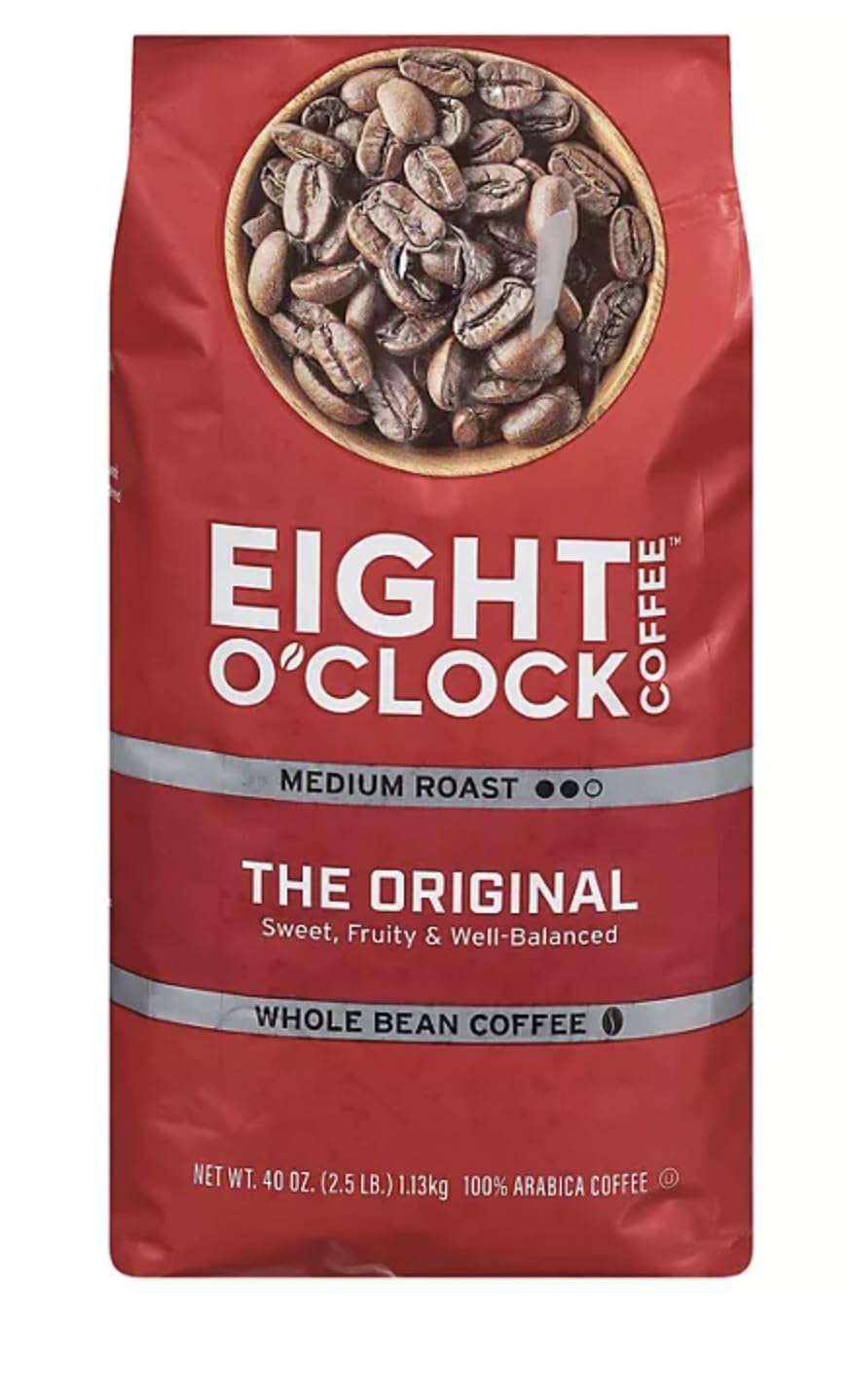 Eight O'Clocks Medium Roast Whole Bean Coffee, 40 oz