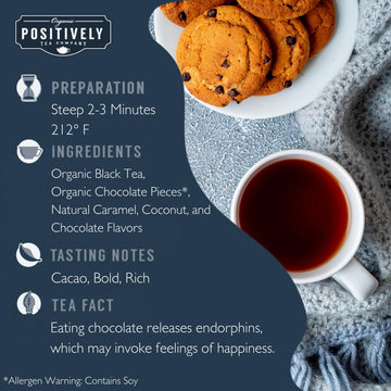 Organic Positively Tea Company, Choco Coco Joy Black Tea, Loose Leaf, 16 Ounce