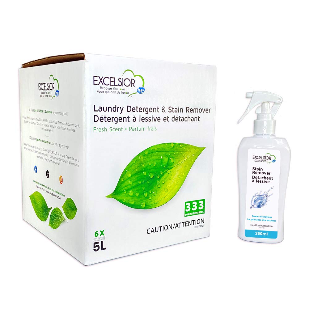 Excelsior He Concentrated Liquid Laundry Detergent With Stain Remover, Removes 333 Loads For Cleaning Clothes, Phosphate-Free, S