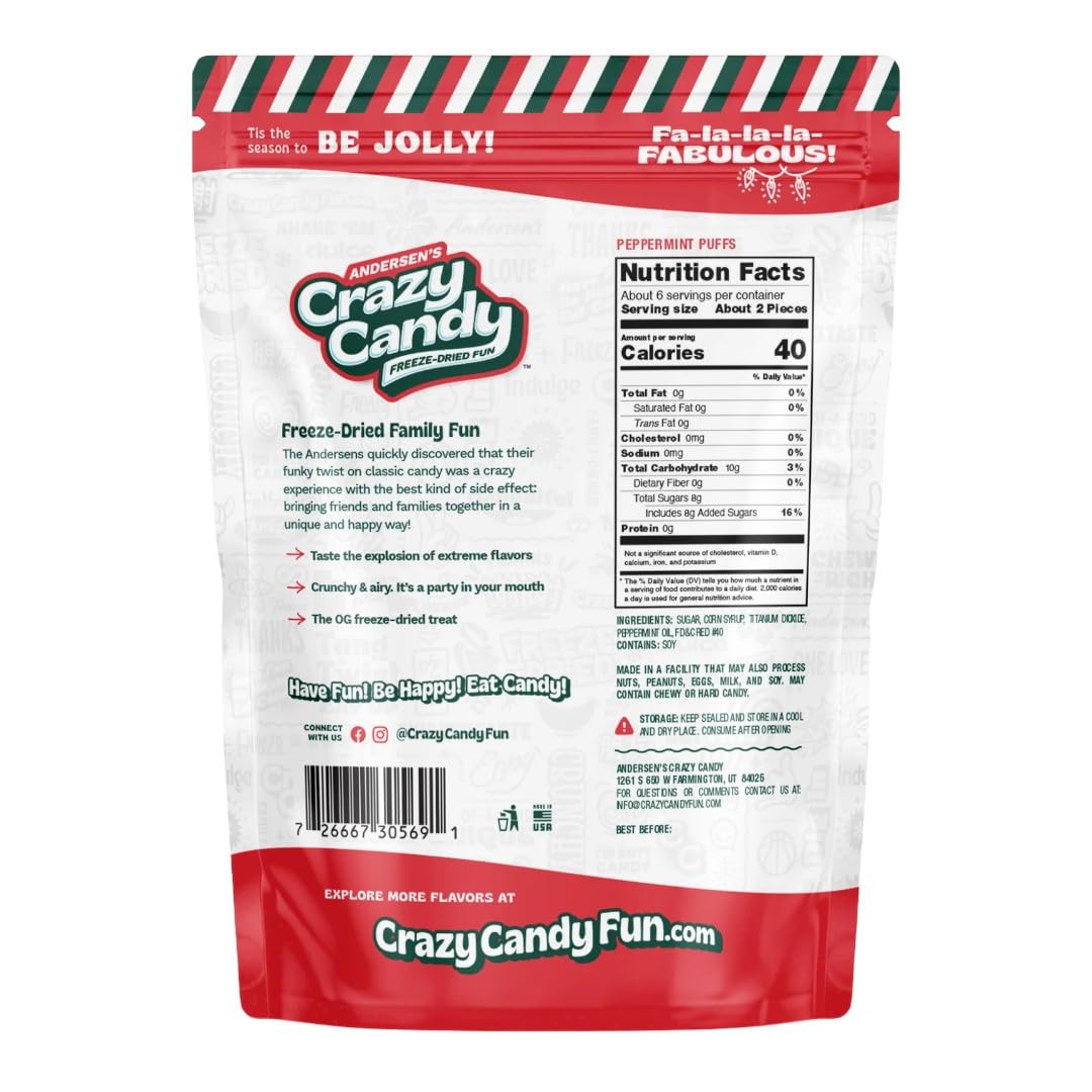 Andersen'S Crazy Candy Freeze Dried Candy - Freeze Dried Peppermint Puffs, 2.5 Ounces