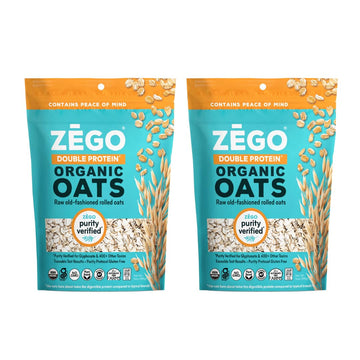 ZEGO Double Protein Raw Oats, Organic, Purity Protocol Gluten Free, GIyphosate Free, 14oz Bags, Bundle of 2 Bags (28oz total)