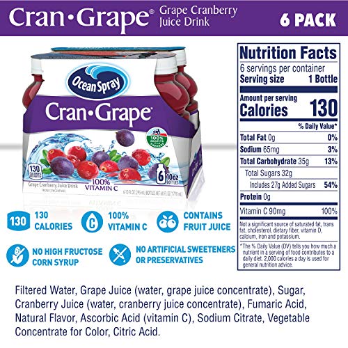Ocean Spray Juice Drink Cran-G 10 Ounce Bottle (Pack of 6)
