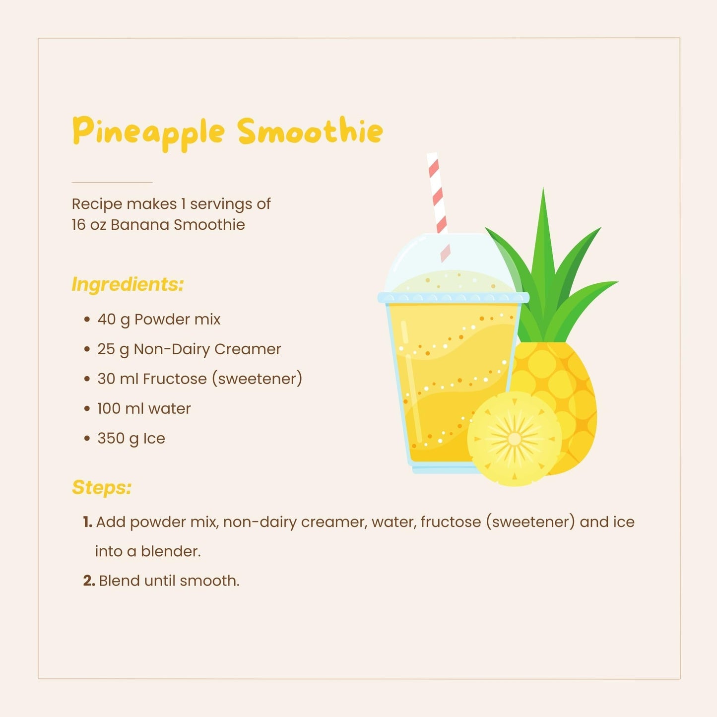 Bossen Bubble Tea Powder Mix (Pineapple)