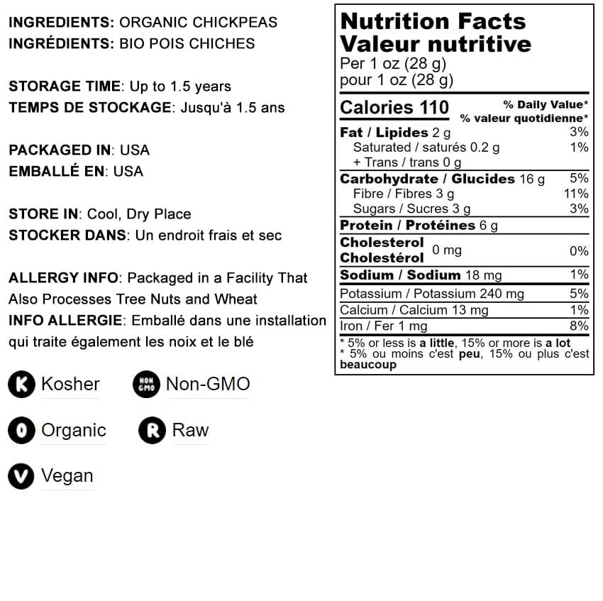 Food To Live Organic Garbanzo Bean Flour, 8 Pounds - Non-Gmo Chickpea Flour, Stone Ground, Kosher, Vegan, Bulk, High In Protein